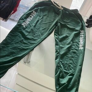 Green Sweatpants with White Logo